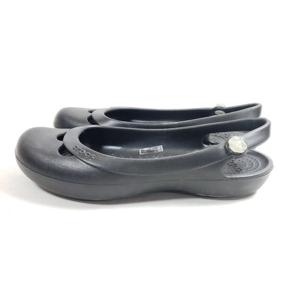 Crocs Womens Black Kadee Flats With Floral Detail Size 8 - Picture 3 of 10